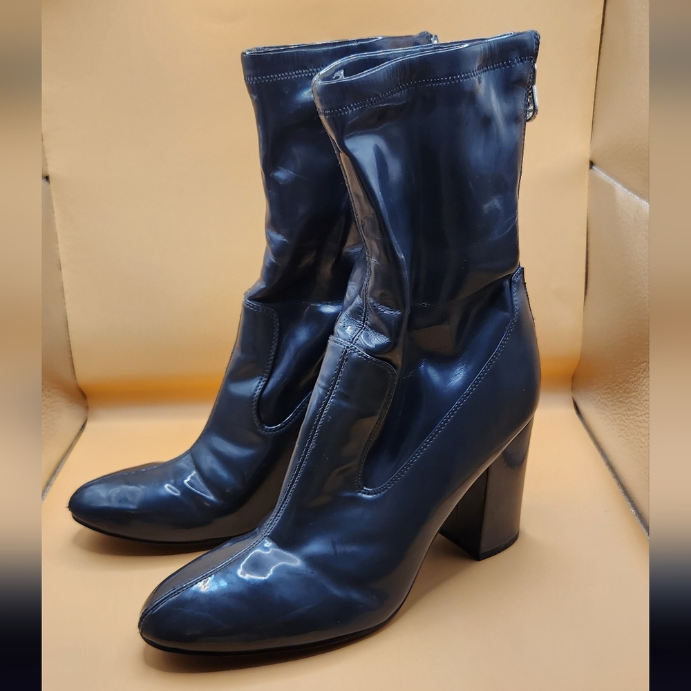 Guess Patent Leather Grey Heeled Boots